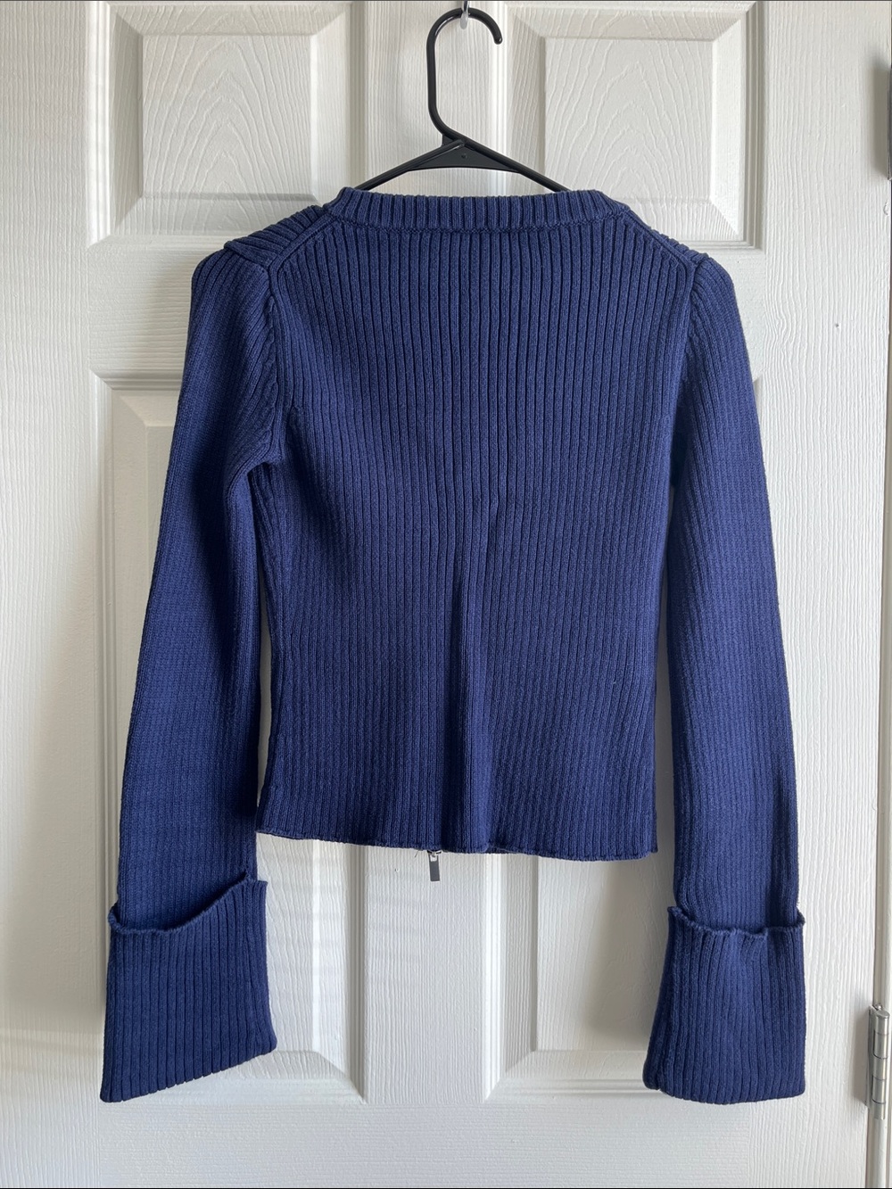 Reformation Navy Ribbed Zip-Front Cardigan - Picture 3 of 4